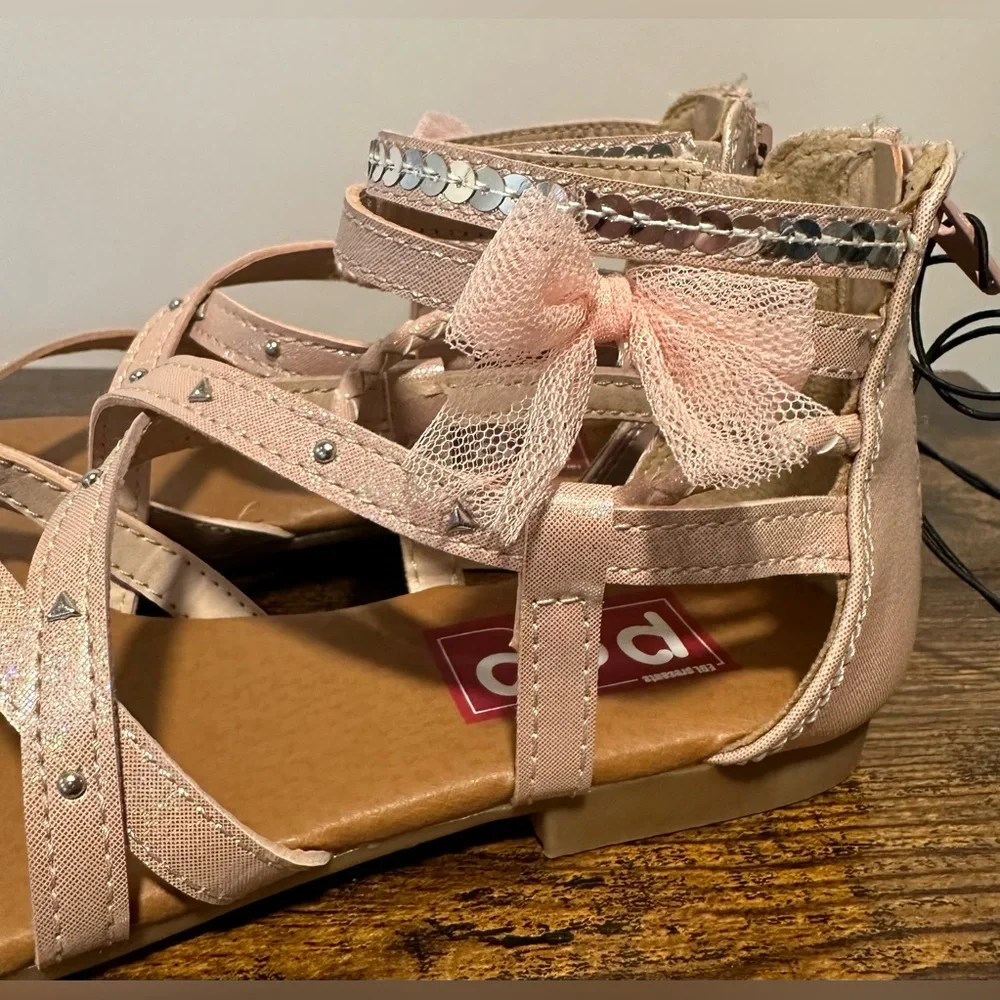 Pop Little Girls Begonia Pink Ankle Strap Flat Sandals NWT Size Little Girls 3